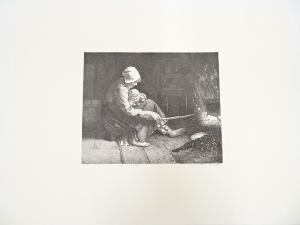 ベナルドゥス・ヨハネス・ブロンメルス　「炉辺」　銅版画